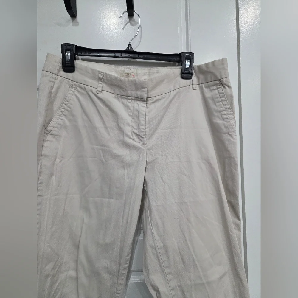 J CREW WOMEN'S BEIGE KHAKI CITY FIT CURVY TROUSERS STRETCH SIZE 10